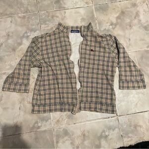 Burberry Blue Label Women’s Japan Exclusive Nova Check Sweater SZ L Full Zip